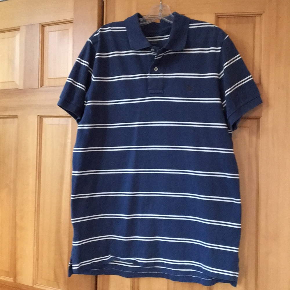 Blue and white striped Eddie Bauer polo